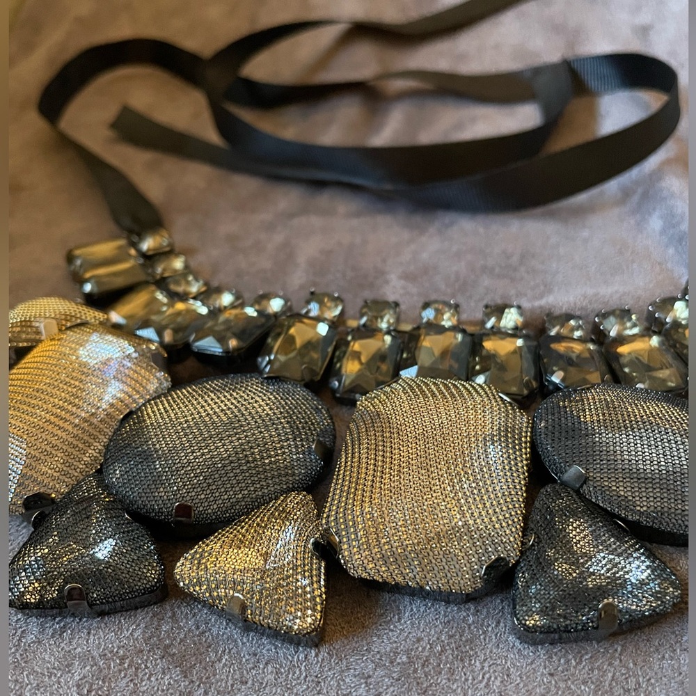 Statement necklace with ribbon ties